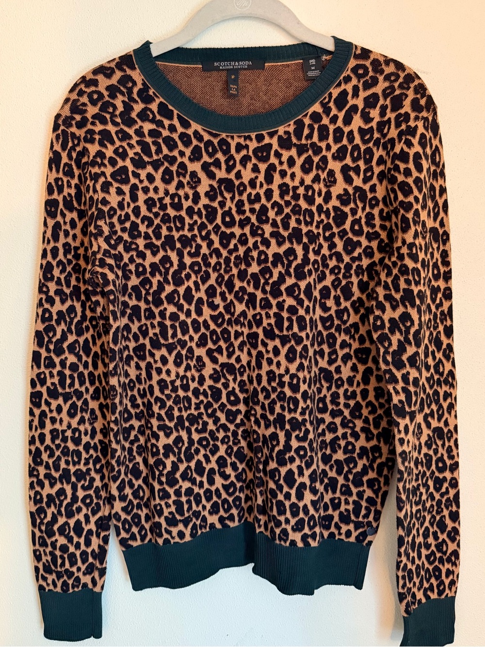 🐆 Scotch & Soda Intarsia Leopard sweater leopard/green medium 100% cotton